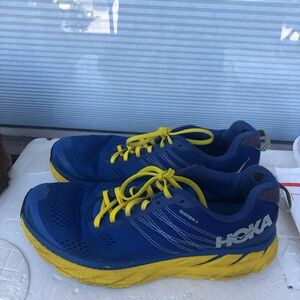 Hoka One One Clifton 6 Men’s Nebulas blue/lemon Athletic Running Sneaker Size 10